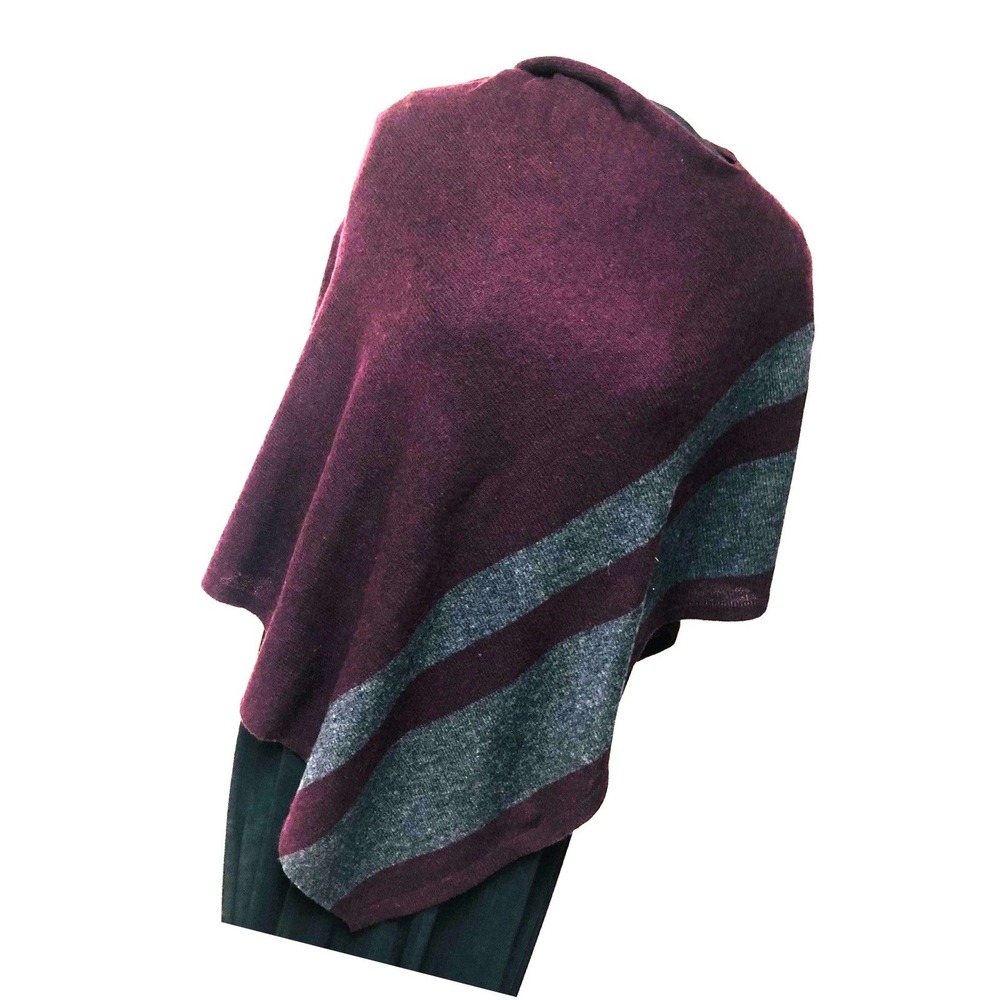Celeste Cashmere Blend Poncho Sweater Wrap Women's OS Old Money Cozy Colorblock